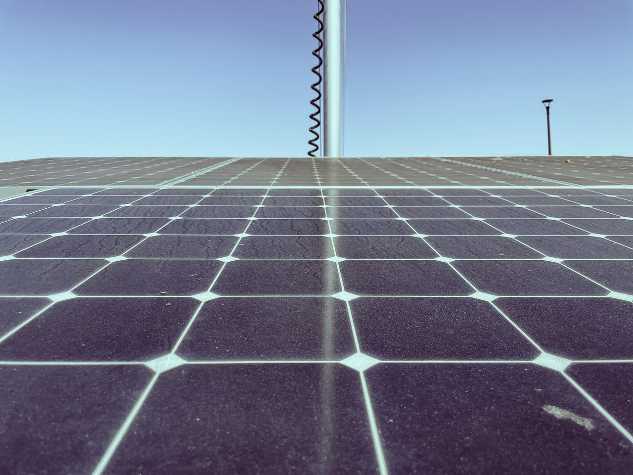 Solar panels under an open sky
